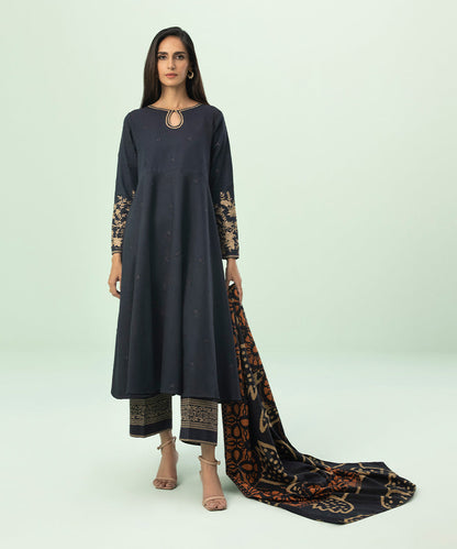 Sapphire - 3 Piece - Embroidered Khaddar Suit