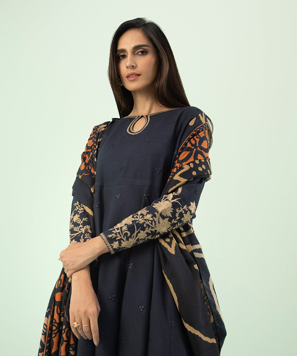 Sapphire - 3 Piece - Embroidered Khaddar Suit