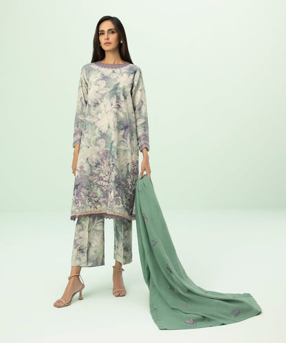 Sapphire - 3 Piece - Embroidered Khaddar Suit