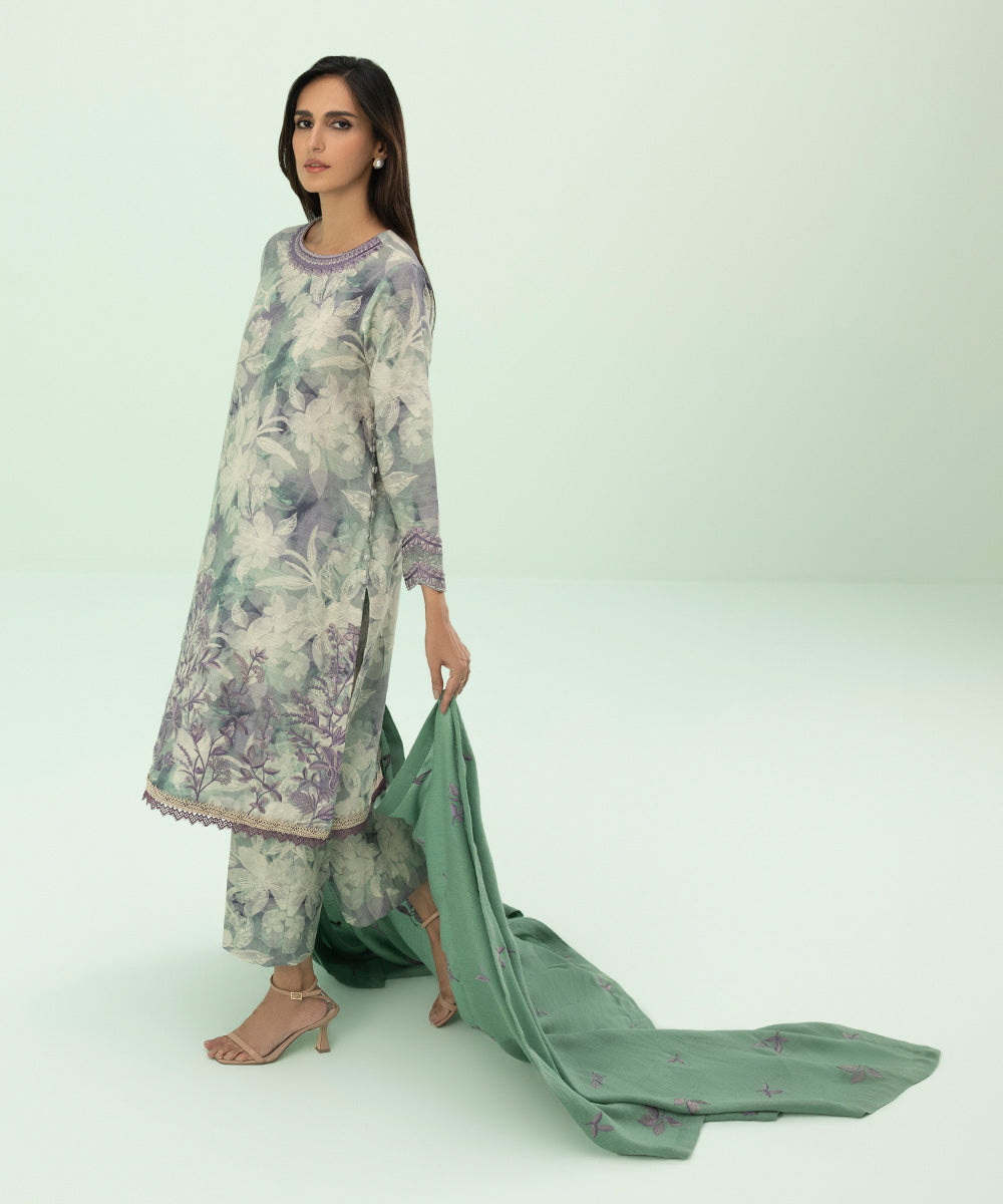 Sapphire - 3 Piece - Embroidered Khaddar Suit