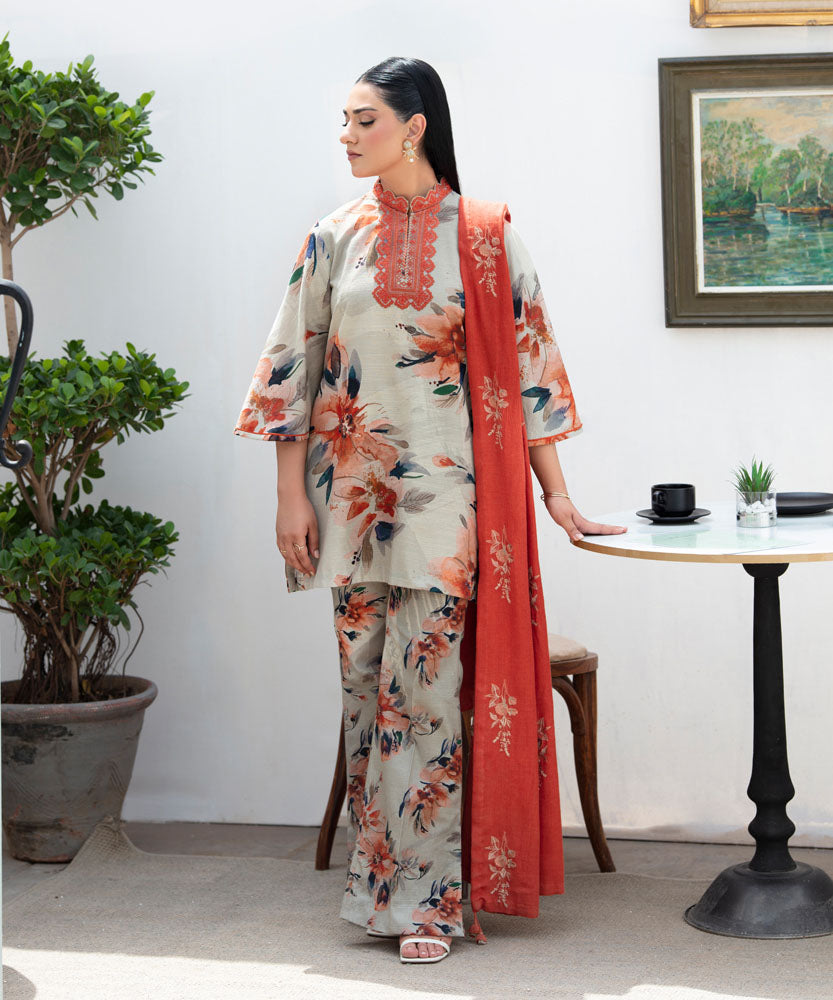 Sapphire - 3 Piece - Embroidered Khaddar Suit