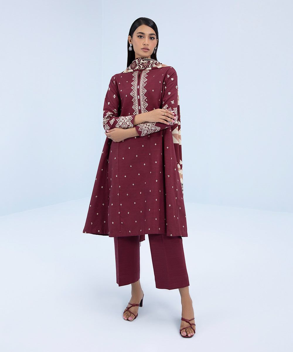 Sapphire - 3 Piece - Embroidered Khaddar Suit