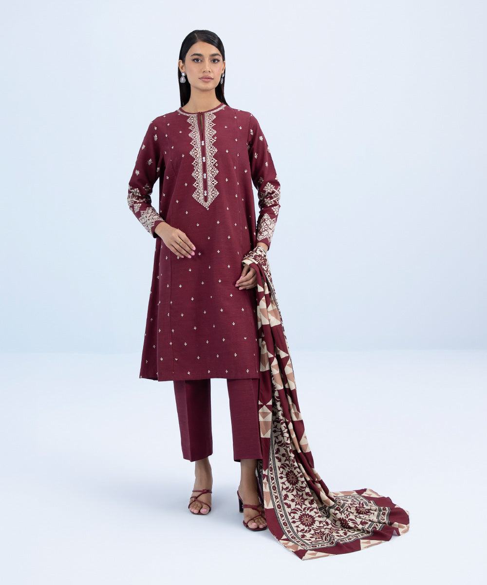 Sapphire - 3 Piece - Embroidered Khaddar Suit