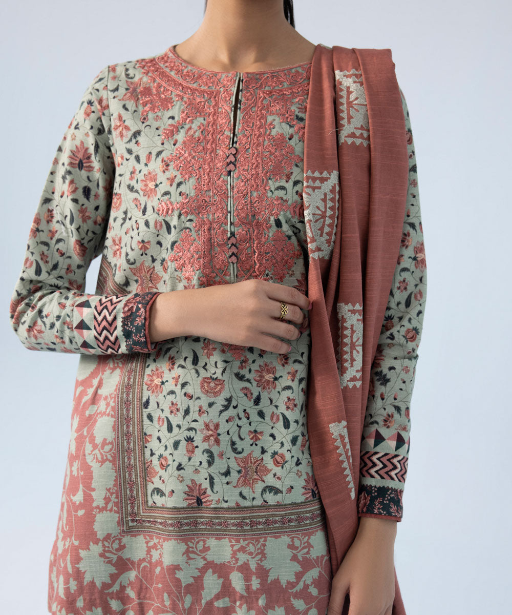 Sapphire - 3 Piece - Embroidered Khaddar Suit