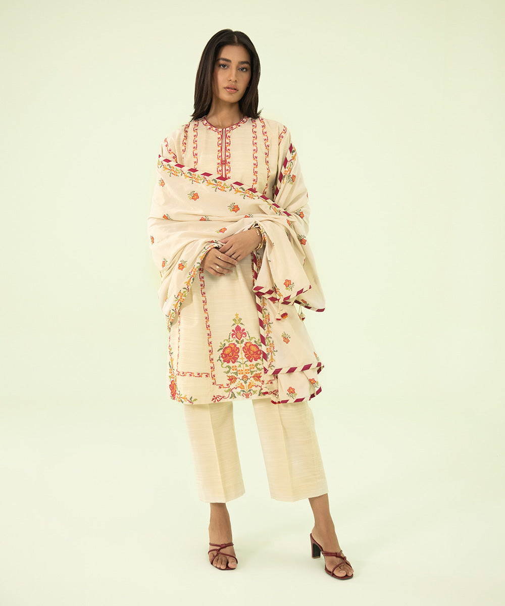 Sapphire - 3 Piece - Embroidered Khaddar Suit