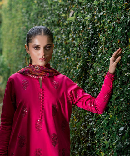 Sapphire - 3 Piece - Embroidered Cotton Satin Suit
