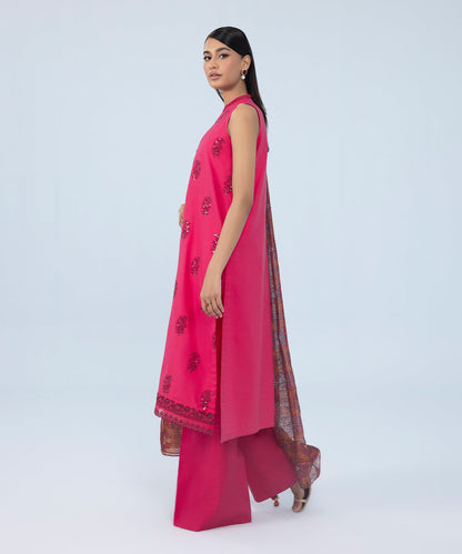 Sapphire - 3 Piece - Embroidered Cotton Satin Suit