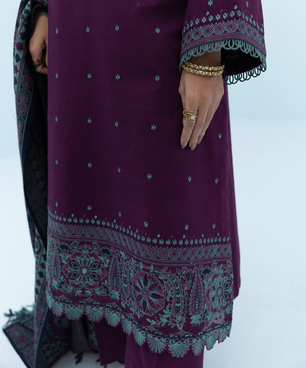 Sapphire - 3 Piece - Embroidered Khaddar Suit