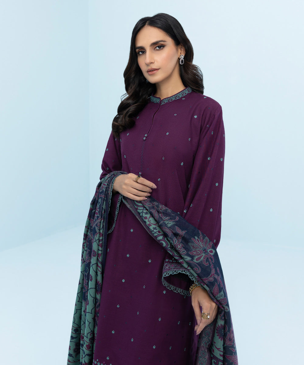 Sapphire - 3 Piece - Embroidered Khaddar Suit