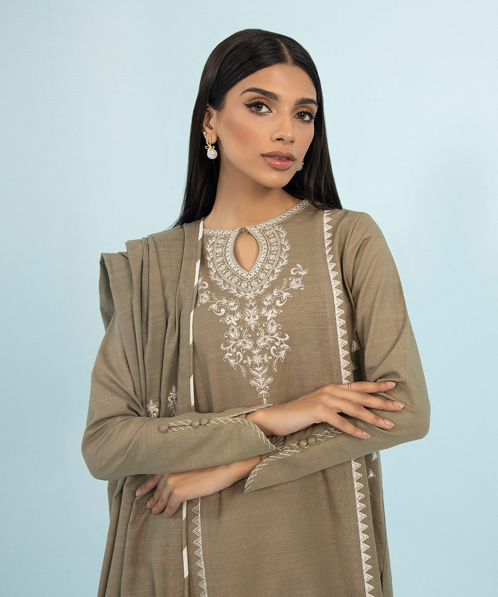 Sapphire - 3 Piece - Embroidered Khaddar Suit