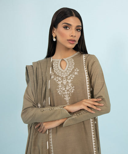 Sapphire - 3 Piece - Embroidered Khaddar Suit