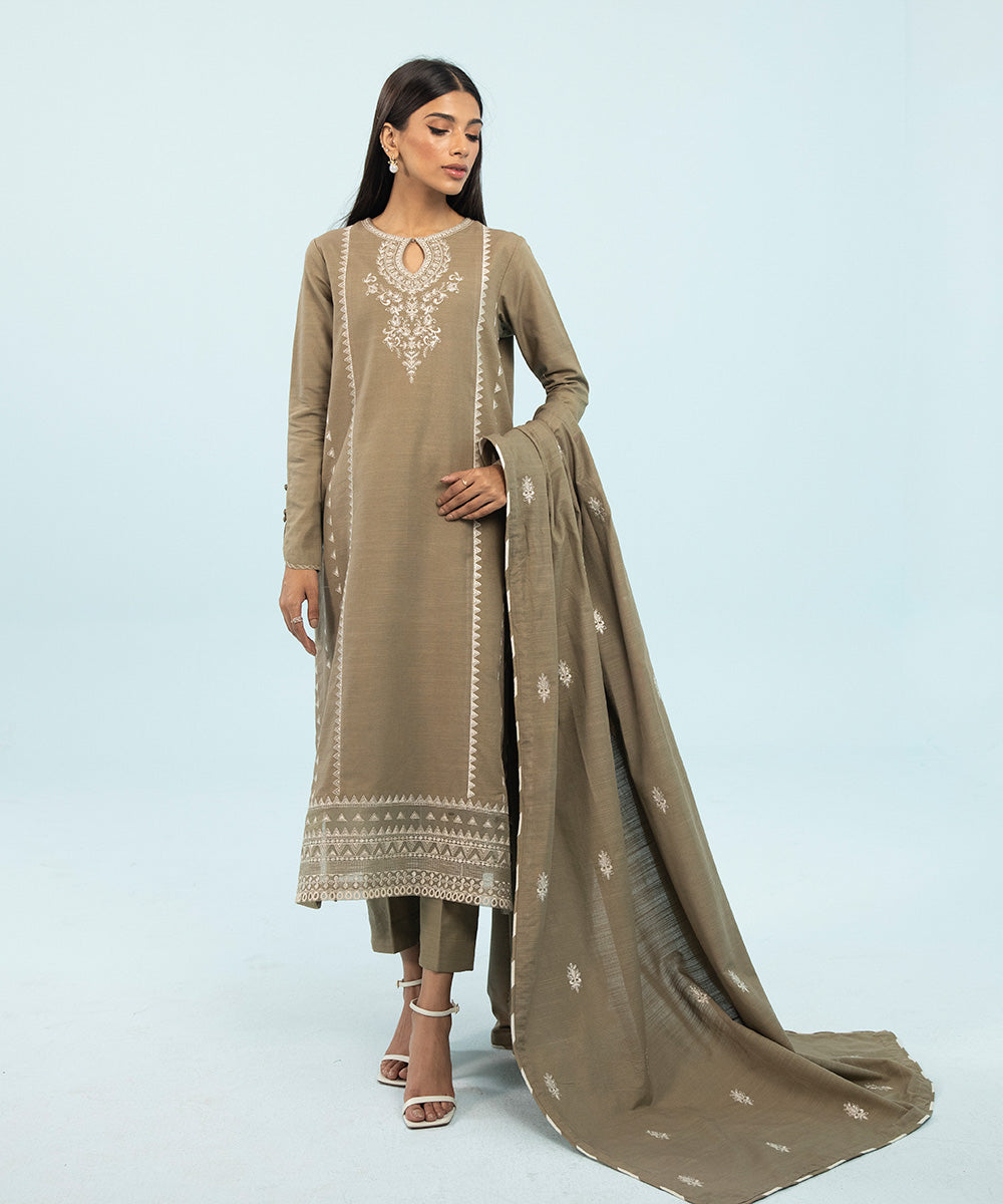 Sapphire - 3 Piece - Embroidered Khaddar Suit