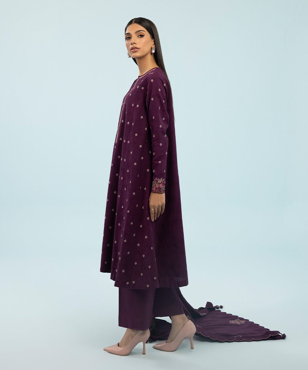 Sapphire - 3 Piece - Embroidered Jacquard Suit