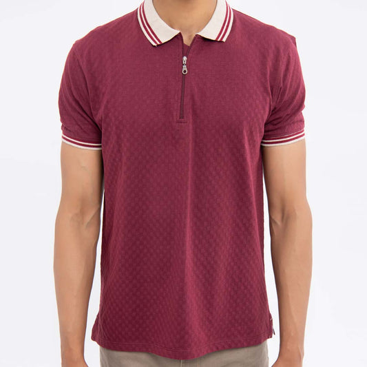 BTW - SLIM FIT HALF-ZIP POLO SHIRT