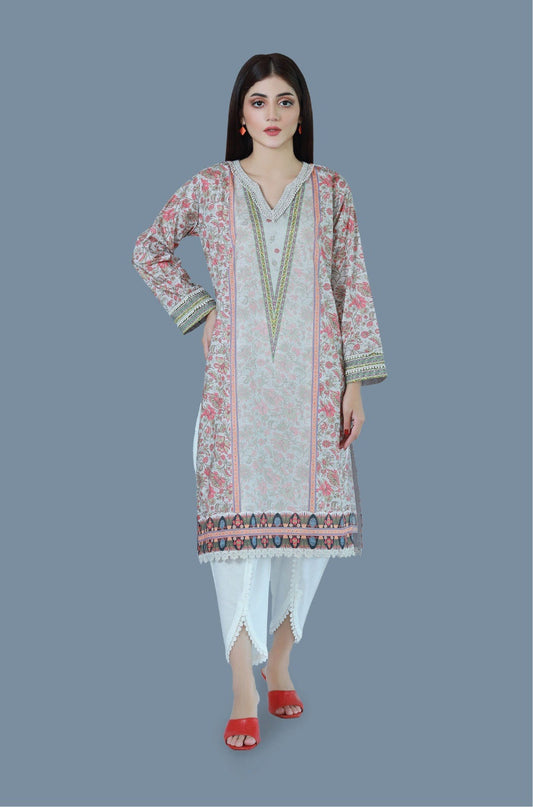Bareeq Outfits - Coral Delight Printed Lawn Shirt