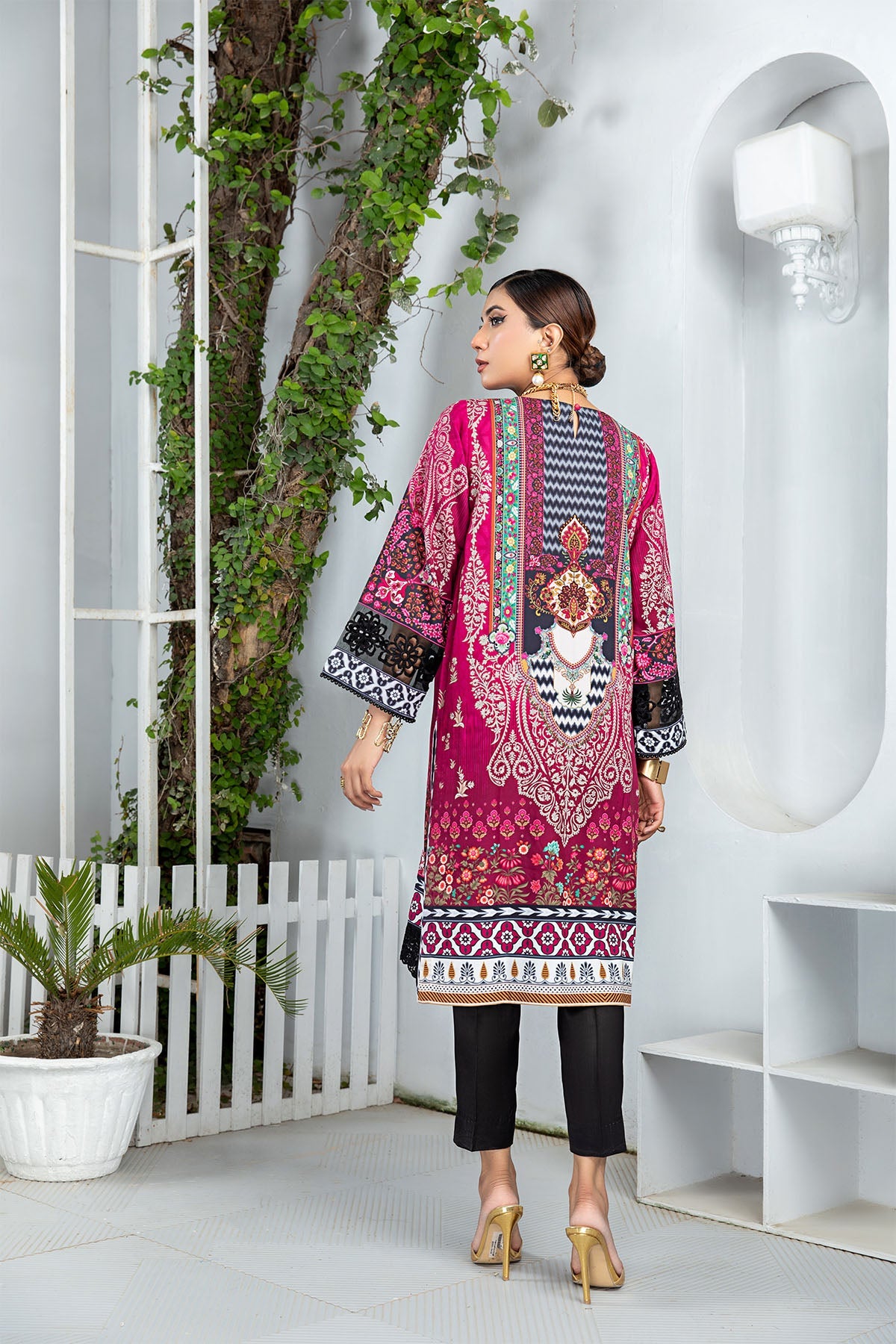 2PC Solid Embroidered Suit - LDS 836