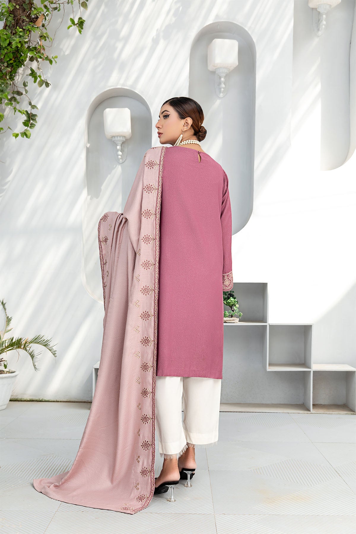 2PC Soid Embroidered Suit - LDS 827