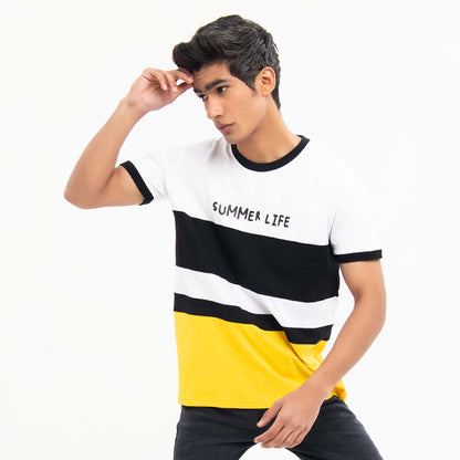 BTW - COLOR BLOCK PRINTED T-SHIRT