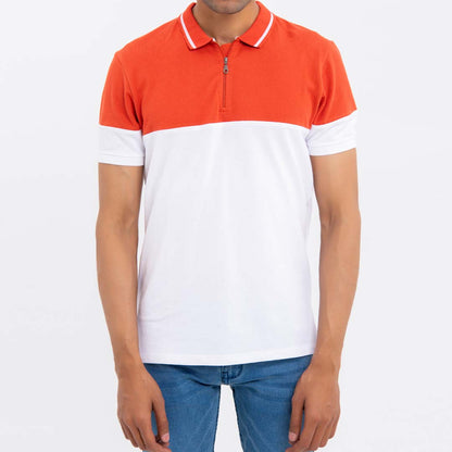 BTW - HALF ZIP COLOR BLOCK POLO