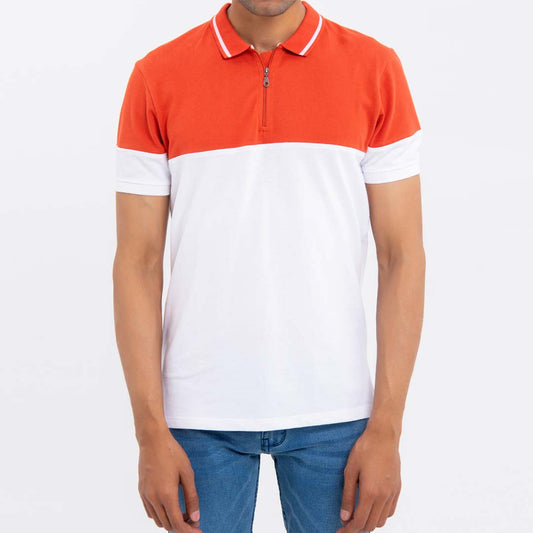 BTW - HALF ZIP COLOR BLOCK POLO