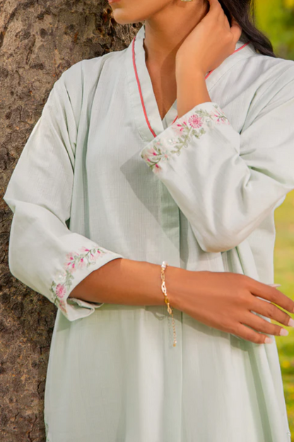 BTW - MINT GREEN EMBROIDERED SHIRT