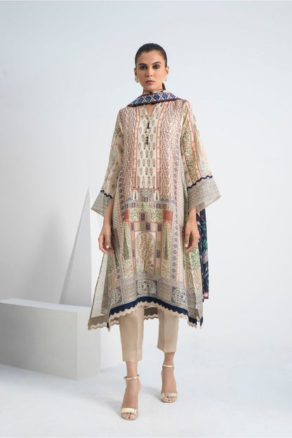 Digitally Printed Cotton Net Shirt with trousers and Dupatta