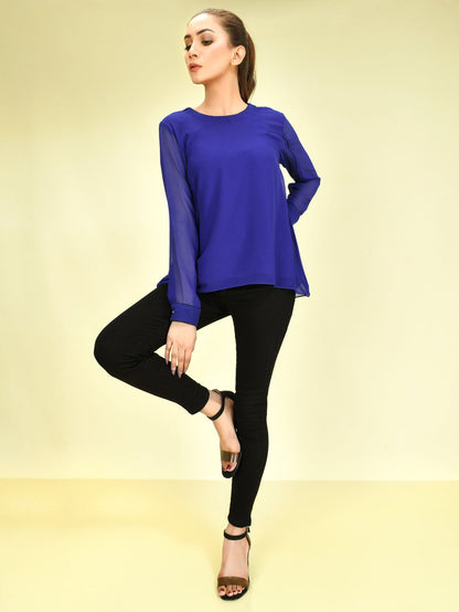 Limelight - Basic Chiffon Top - Blue