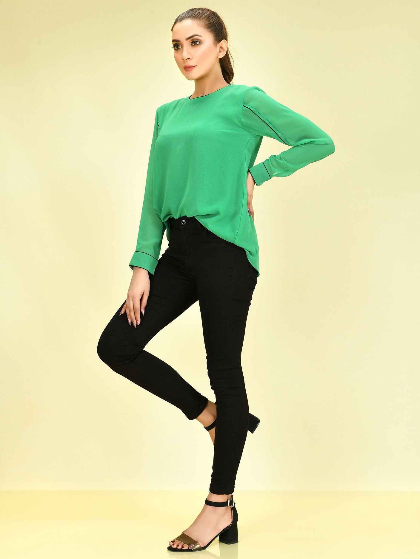 Limelight - Basic Chiffon Top - Light Green