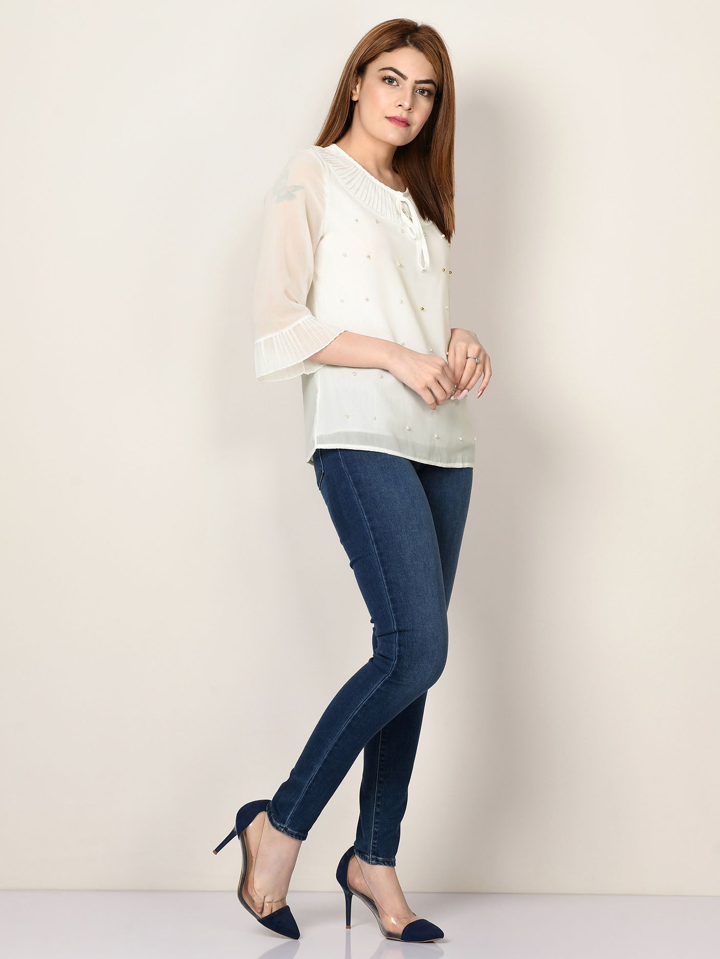 Limelight - Pleated Chiffon Top