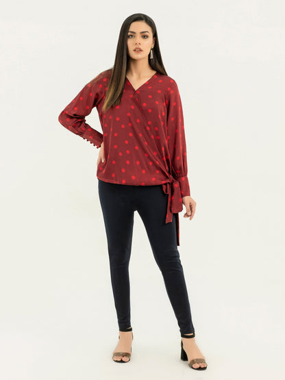 Limelight - Printed Wrap Silk Top