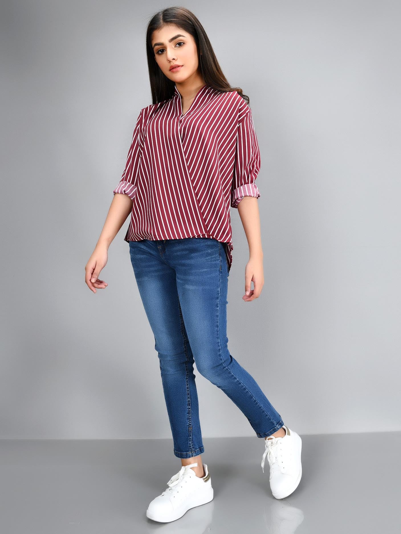 Limelight - Striped Shirt - Maroon