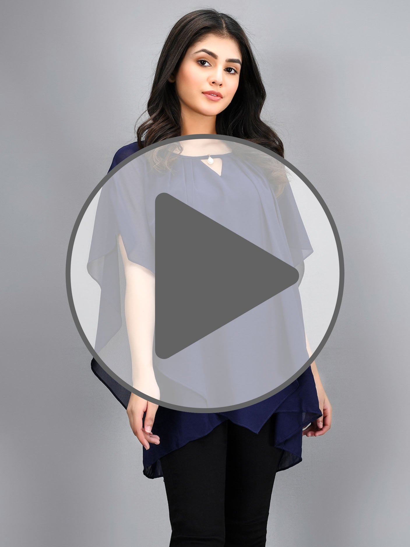 Limelight - Pleated Chiffon Top - Blue