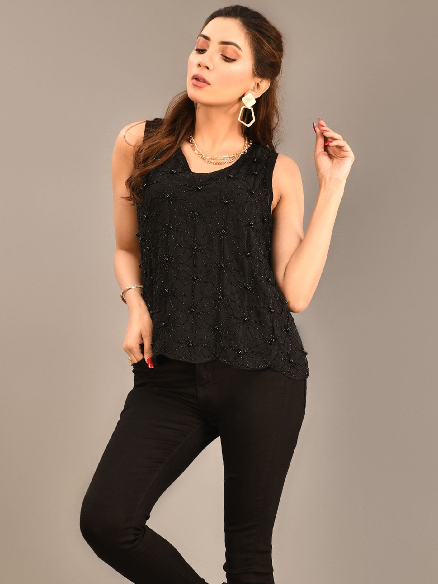 Limelight - Beaded  Chiffon Top