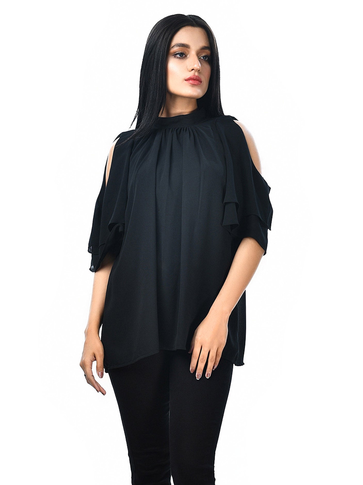 Limelight - Cold Shoulder Flared Top