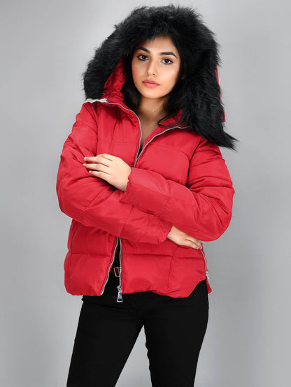 Limelight - Faux Fur Puffer Jacket - Red