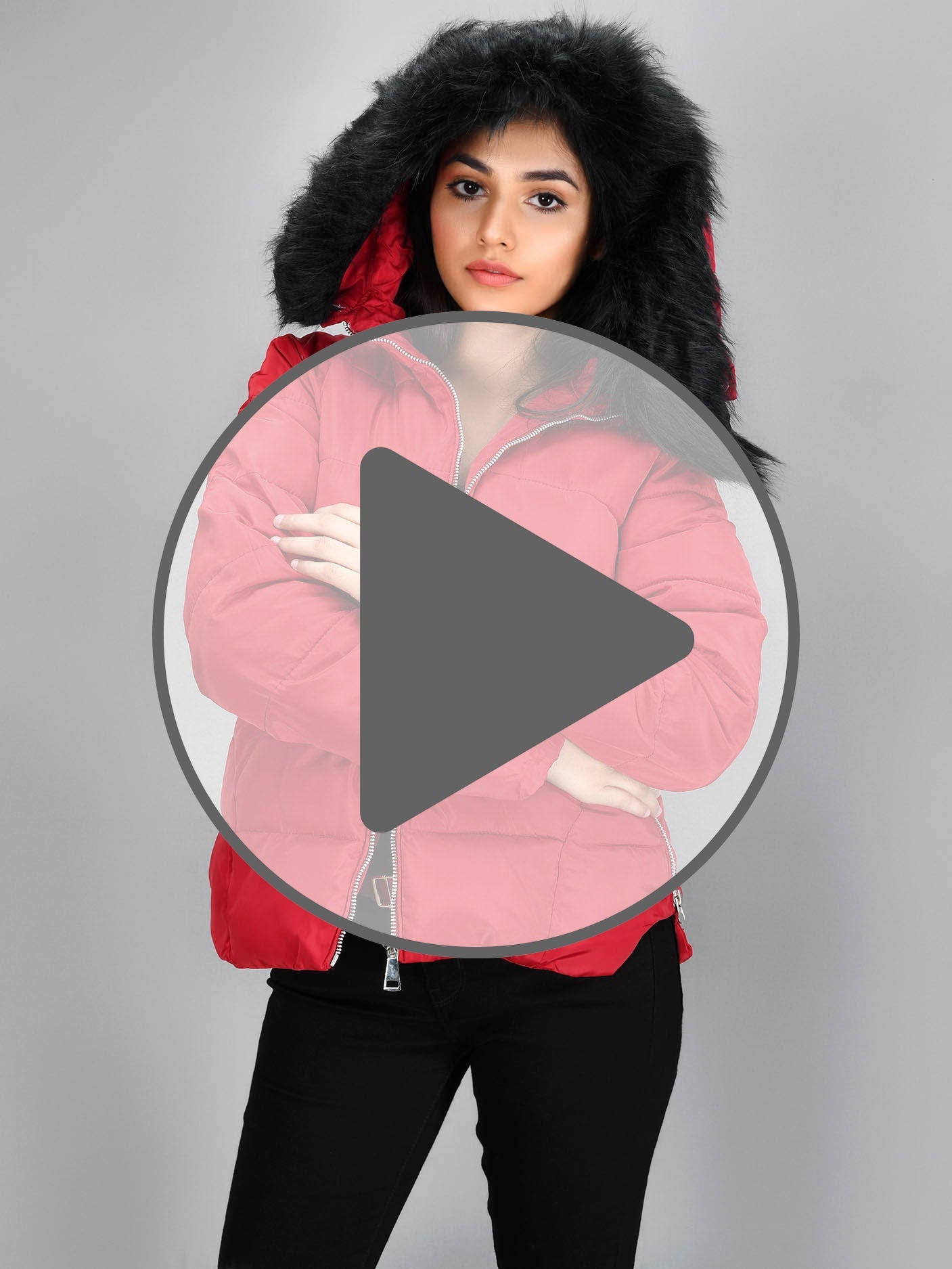 Limelight - Faux Fur Puffer Jacket - Red