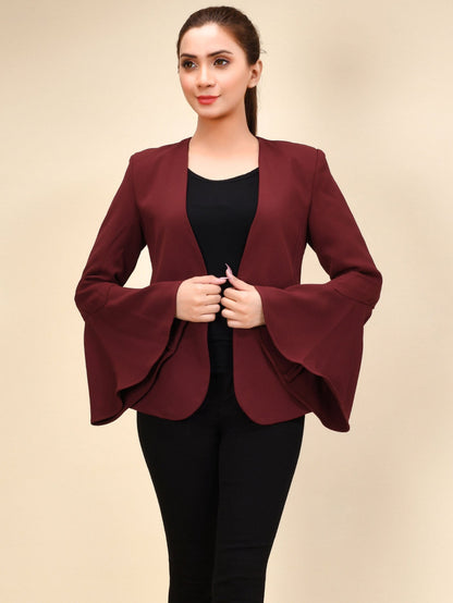 Limelight - Flared Sleeved Coat - Maroon