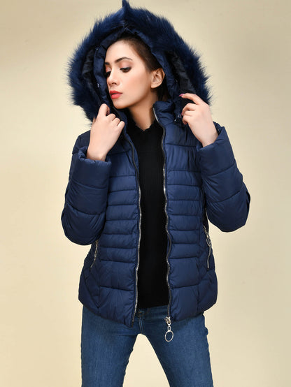 Limelight - Faux Fur Puffer Jacket - Blue