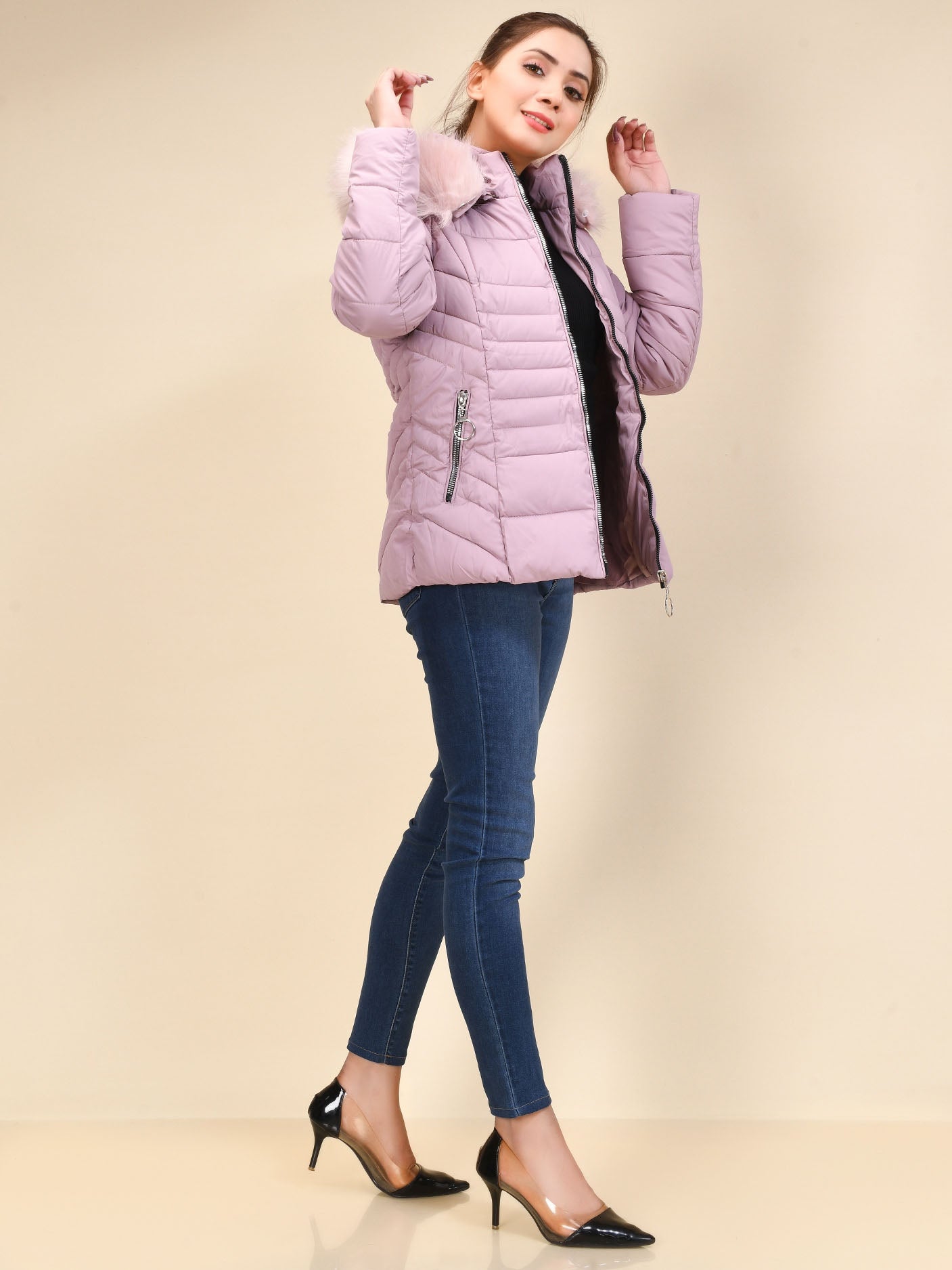 Limelight - Faux Fur Puffer Jacket - Pink