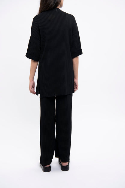 BTW - TEXTURED/ RIB KNIT SHIRT AND TROUSER