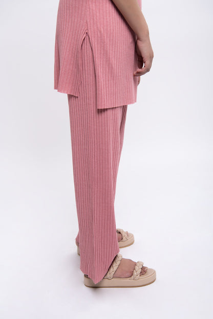 BTW - TEXTURED/ RIB KNIT SHIRT AND TROUSER