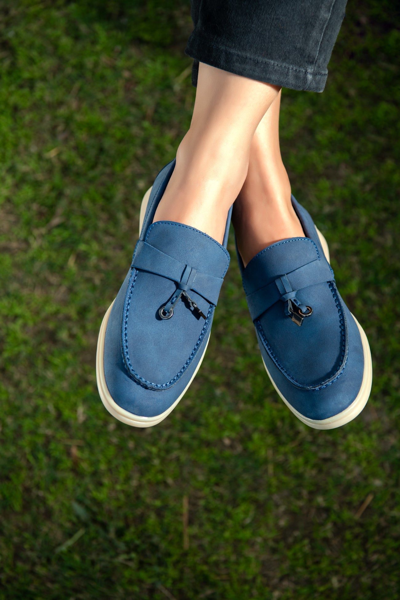 BTW - ELECTRIC BLUE SOFT SLIP SUEDE LOAFERS