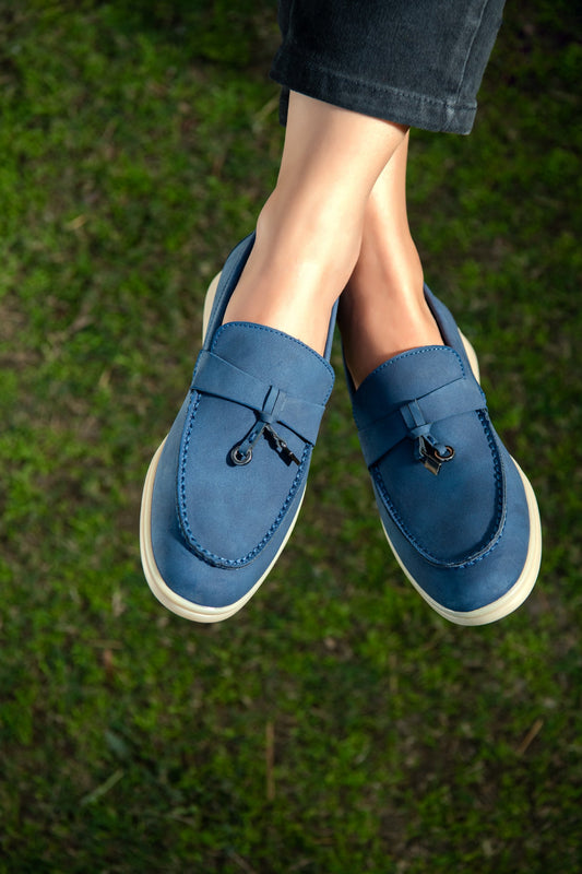 BTW - ELECTRIC BLUE SOFT SLIP SUEDE LOAFERS