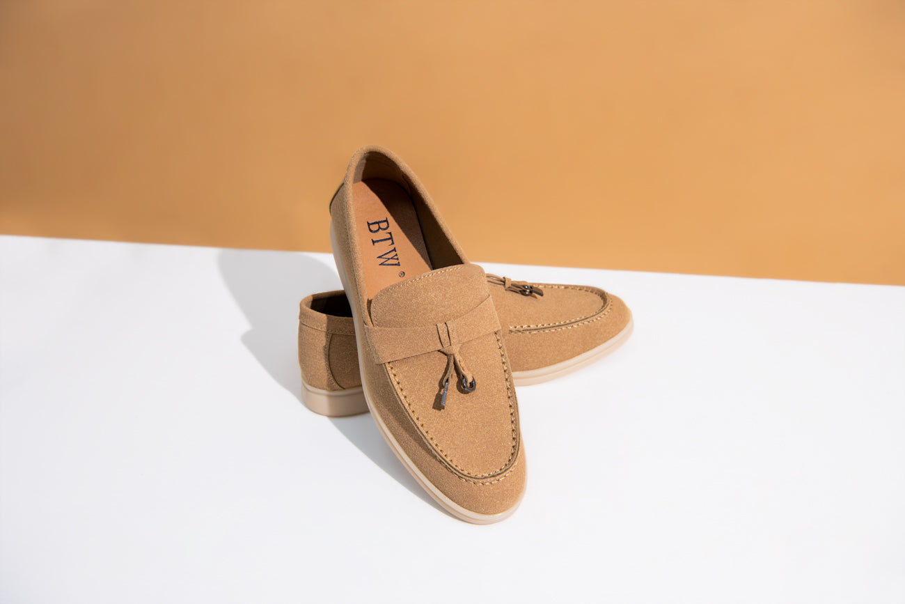 BTW - BEIGE SUEDE SOFT SLIP SUEDE LOAFERS