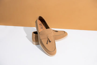 BTW - BEIGE SUEDE SOFT SLIP SUEDE LOAFERS
