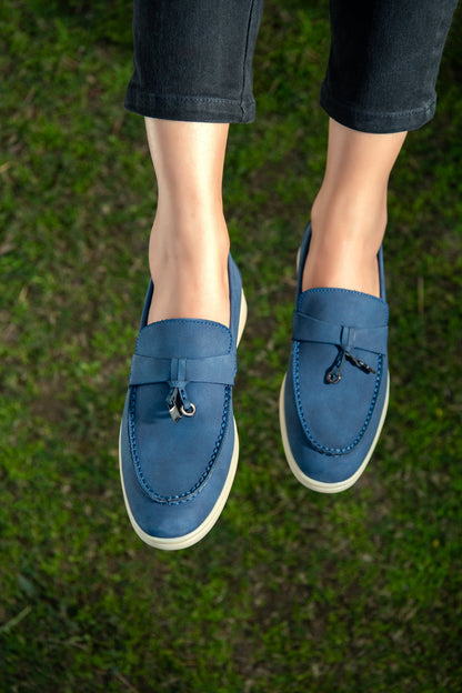 BTW - ELECTRIC BLUE SOFT SLIP SUEDE LOAFERS