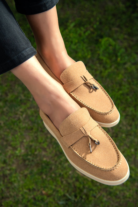 BTW - BEIGE SUEDE SOFT SLIP SUEDE LOAFERS