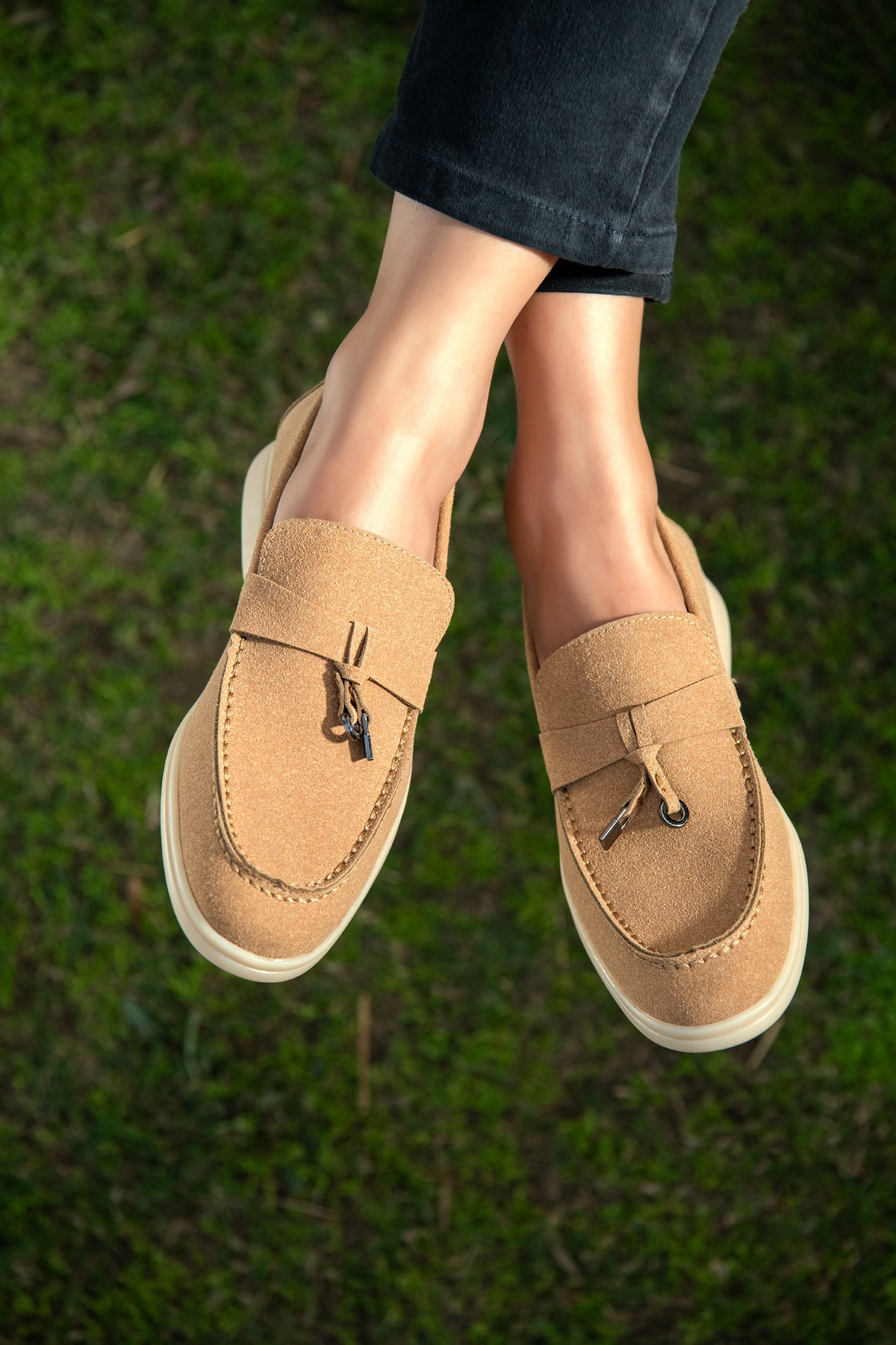 BTW - BEIGE SUEDE SOFT SLIP SUEDE LOAFERS