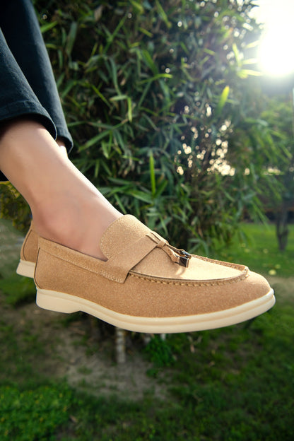 BTW - BEIGE SUEDE SOFT SLIP SUEDE LOAFERS