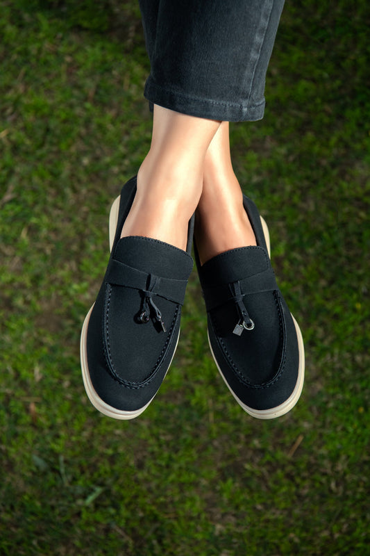 BTW - CHARCOAL GRAY SOFT SLIP SUEDE LOAFERS